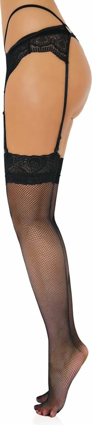 Merkloos Daring Intimates Panty Net Stockings With Lace Top Zwart 9 Merkloos Daring Intimates Panty Net Stockings With Lace Top Zwart - Afbeelding 9