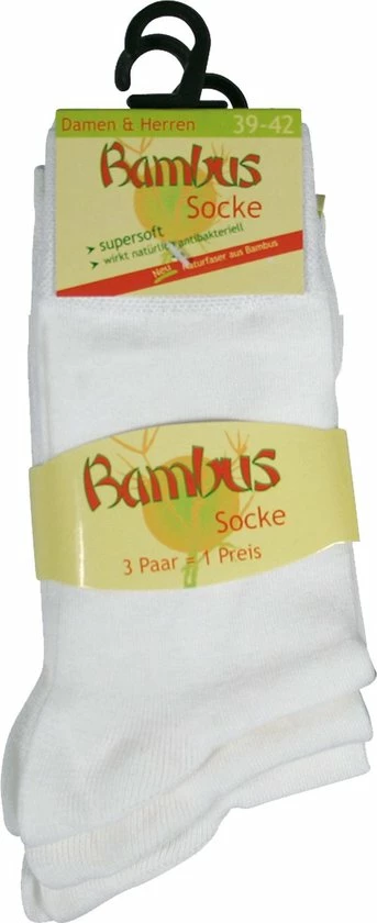 SOCKS4FUN Bamboe Sokken - 3 Paar - Wit - Normale Schachtlengte - Maat 43/46 2 SOCKS4FUN Bamboe Sokken - 3 Paar - Wit - Normale Schachtlengte - Maat 43/46 - Afbeelding 2