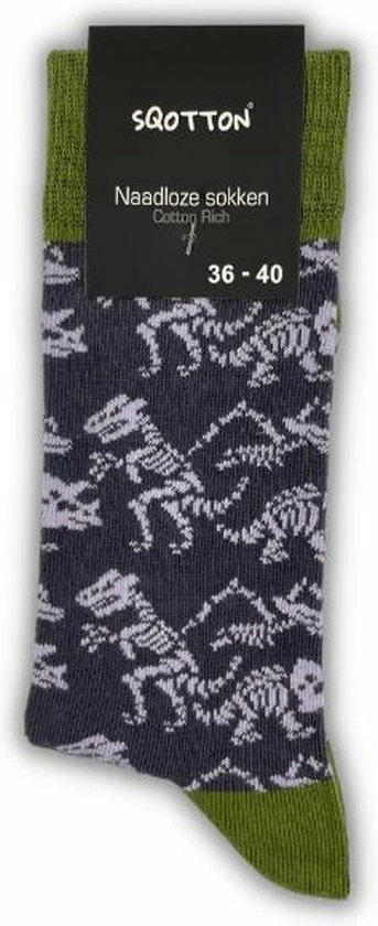 SQOTTON - Naadloze Sokken - Dino - Maat 36-40 3 SQOTTON - Naadloze Sokken - Dino - Maat 36-40 - Afbeelding 3