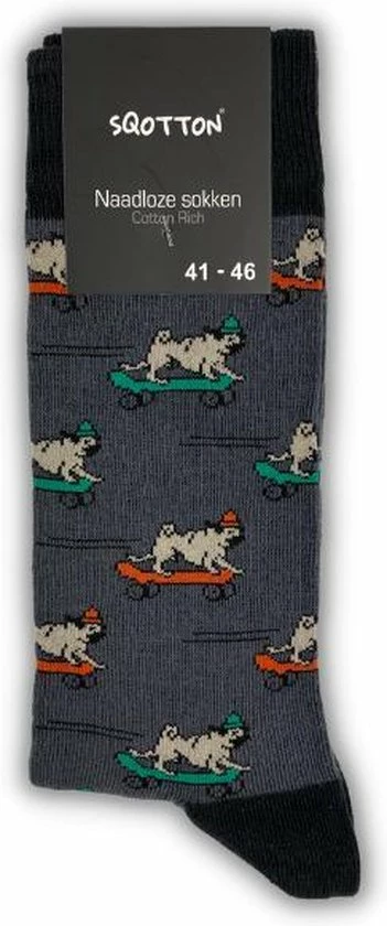 SQOTTON - Naadloze Sokken - Skate Mops - Maat 41-46 3 SQOTTON - Naadloze Sokken - Skate Mops - Maat 41-46 - Afbeelding 3