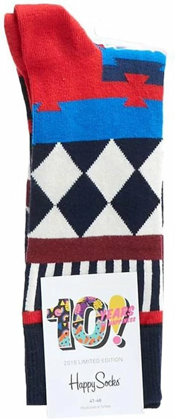 Happy Socks Disco Tribe Anniversary Sokken - Blauw/Rood/Zwart - Maat 36-40 2 Happy Socks Disco Tribe Anniversary Sokken - Blauw/Rood/Zwart - Maat 36-40 - Afbeelding 2