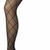 Bonnie Doon Dames Ruiten Panty 30 Denier Zwart Maat S/M - Chique Panty - Ruit Dessin - Brede Boord - Comfort - Ruitjes - Diamant - Geruite Print - Rhombus Tights - Feestelijk - Black - BP201911