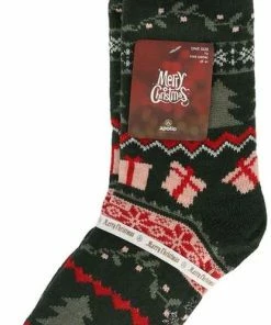 Apollo Dames Home Socks Kerst Huissokken Kerstsokken Groen - Maat One Size