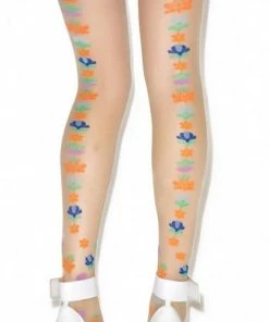 Pretty Polly Californial Floral Tights - One Size - Nude/Multi
