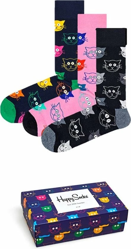 Happy Socks 3P Mixed Cat Socks Giftbox - Maat 36-40 1 Happy Socks 3P Mixed Cat Socks Giftbox - Maat 36-40