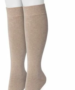 Bonnie Doon Dames Kniekousen Taupe Beige Maat 39/42 - 2 Paar - Knie Kousen - 2-pack - Multipack - Uitstekend Draagcomfort - Cotton Knee High - Zakt Niet Af - Effen - OEKO-TEX - Licht Bruin - Taupe Heather - OL834302.21