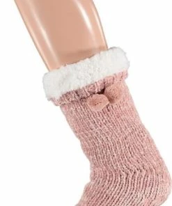 HomeSocks Apollo | Dames | Roze Chenille Pompoen Met Antislip