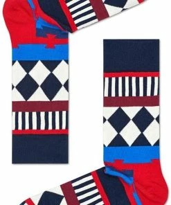 Happy Socks Disco Tribe Anniversary Sokken - Blauw/Rood/Zwart - Maat 36-40