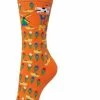 Bonnie Doon Dames Sokken Met Klompen Print Maat 36/42 Oranje - Thema Sokken - Nederland - Holland - Souvenir - Cadeau Sokken - Zacht Katoen Met Gladde Teennaad - Comfortabel - Perfect Cadeau - Celosia Orange - BT991123.1
