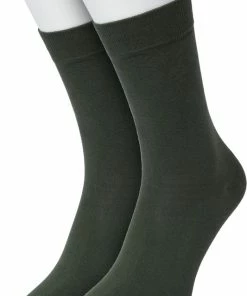 Bonnie Doon Basic Sokken Dames Donker Groen Maat 36/42 - 2 Paar - Basis Katoenen Sok - Gladde Naden - Brede Boord - Uitstekend Draagcomfort - Perfecte Pasvorm - 2-pack - Multipack - Effen - Dark Green - OL834222.15