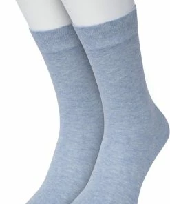 Bonnie Doon Basic Sokken Dames Licht Blauw Maat 36/42 - 2 Paar - Basis Katoenen Sok - Gladde Naden - Brede Boord - Uitstekend Draagcomfort - Perfecte Pasvorm - 2-pack - Multipack - Effen - Lichtblauw - Gemeleerd - Light Blue Heather - OL834222.31