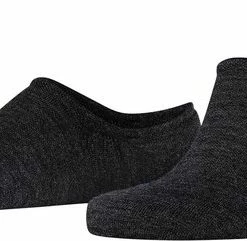 FALKE Keep Warm Voering Sokken Onzichtbaar Zonder Motief High Cut Met Pluche Zool Merinowol Zwart Unisex Kousenvoetje - Maat 44-45
