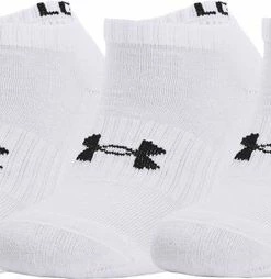 Under Armour Core No Show 3Pk Socks 1363241-100, Unisex, Wit, Sokken, Maat: 42-46
