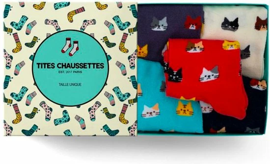 Merkloos Tites Chaussettes - Katten Sokken Giftbox - 5x Lange Sokken - Lange Grappige Sokken - One Size (36-42) - Zwart, Lichtblauw, Rood, Wit, Donkerblauw - Kattenliefhebber - Altijd Goed Cadeau 1 Merkloos Tites Chaussettes - Katten Sokken Giftbox - 5x Lange Sokken - Lange Grappige Sokken - One Size (36-42) - Zwart, Lichtblauw, Rood, Wit, Donkerblauw - Kattenliefhebber - Altijd Goed Cadeau