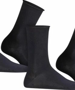 FALKE Happy 2-Pack Zacht Zonder Motief Versterkt Hoogwaardig Mid-rise Robuust Ademend Dekkend Set Katoen Multipack Blauw Dames Sokken - Maat 35-38 -beenmode Verkoop 550x358