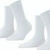 FALKE Happy 2-Pack Zacht Zonder Motief Versterkt Hoogwaardig Mid-rise Robuust Ademend Dekkend Set Katoen Multipack Wit Dames Sokken - Maat 35-38