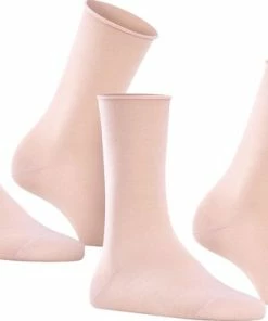 FALKE Happy 2-Pack Zacht Zonder Motief Versterkt Hoogwaardig Mid-rise Robuust Ademend Dekkend Set Katoen Multipack Roze Dames Sokken - Maat 39-42 -beenmode Verkoop 550x391
