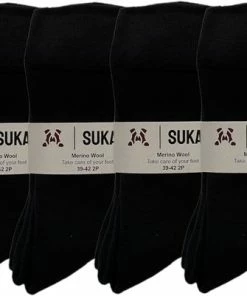 Sukats® 8 Paar Merino Wollen Sokken - Maat 39-42 - Badstof Zool - Naadloos - Verstevigde Hak En Teen - Navy Blue - Unisex