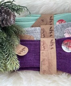 Merkloos 3 Paar Wollen Dames Sokken Winter/ Kerst Sokken Paars/ Grijs/ Mint Maat 36-40 -beenmode Verkoop 550x412 10