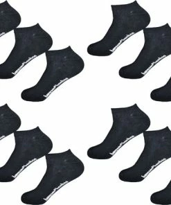 Merkloos Bamboe Sokken 12 Paar - Enkelsokken Heren & Dames - Zwart - Maat 41-46 - Naadloos | Vochtregulerend | Anti-bacterieel