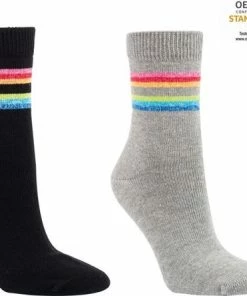 Merkloos THERMO Katoenen Sokken "REGENBOOG" - 2 Paar - Maat 39/42