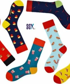 CRAZY SOX 6 PACK Sokken Multipack Popcorn/Hotdog/Pizza/Friet/Hamburger/Hot Pepper 37/42 Unisex
