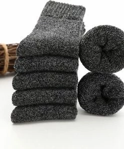 Merkloos Huissokken - Huissokken Dames - Wollen Sokken - Thermosokken - Warme Sokken - Winter Sokken - Donker Grijs - 1 Paar -beenmode Verkoop 550x478 1