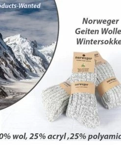 Merkloos 4-Paar Norweger Geiten Wollen Wintersokken-Maat 35/38
