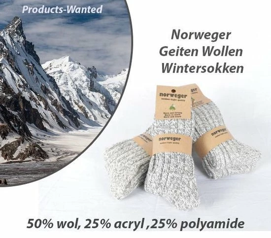 Merkloos 4-Paar Norweger Geiten Wollen Wintersokken-Maat 35/38 1 Merkloos 4-Paar Norweger Geiten Wollen Wintersokken-Maat 35/38
