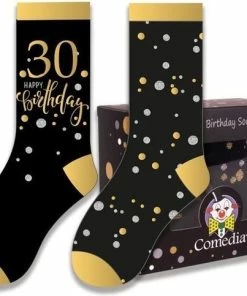 Witbaard Cadeausokken 30 Jaar Polykatoen Zwart/goud 2-delig