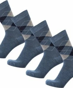 Bamboe Sokken | Geruite Sokken | Anti-zweet Sokken | Naadloze Sokken | Heren Sokken | Dames Sokken | 4 Paar - Jeans | Maat: 46/47 | Merk: Bamboosa