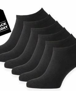 Merkloos Zwarte Enkelsokken - Maat 43/46 - 6 Paar - Naadloos - Katoen