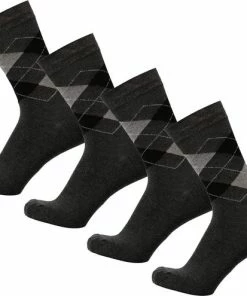 Bamboe Sokken | Geruite Sokken | Anti-zweet Sokken | Naadloze Sokken | Heren Sokken | Dames Sokken | 4 Paar - Antraciet | Maat: 43-45 | Merk: Bamboosa