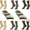 Comfort Luxe Katoenen Heren Sokken - Naadloos - Ruime Boord - Wijde Boord - 6 Paar - Beige/Bruin - Maat 43-46 *Cadeau TIP!!!*