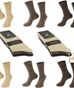 Comfort Luxe Katoenen Heren Sokken - Naadloos - Ruime Boord - Wijde Boord - 6 Paar - Beige/Bruin - Maat 43-46 *Cadeau TIP!!!*