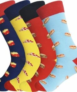 Merkloos BENYSØN® Organisch Katoenen Sokken In Een Kleurrijke "fast Food" Print 4 Paar Maat 35/40