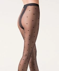 Gabriella EMILY Panty’s 20 DEN Zwart Met Hartjes Maat 3- M -beenmode Verkoop 550x529