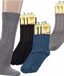 Merkloos Bamboe Sokken - Extra Warme Uitvoering / Wintersokken - 2 Paar - Blauw - Normale Schachtlengte - Maat 35/38