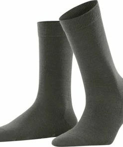 beenmode Verkoop 18 FALKE Softmerino Dik Halfhoog Comfortabel Zonder Motief Zacht Winter Warm Ondoorzichtig Merinowol Katoen Groen Dames Sokken - Maat 39-40
