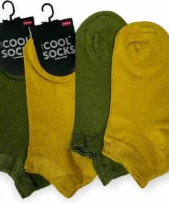 La Pèra Sneaker Sokken Dames Bamboe 4 Paar Groen/okergeel - Maat 36-40