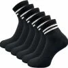 6 Paar Quarter Sneakersokken - SQOTTON - Zwart-Wit Gestreept - Maat 39-42