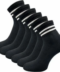 6 Paar Quarter Sneakersokken - SQOTTON - Zwart-Wit Gestreept - Maat 39-42