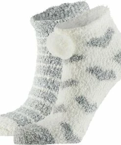 Apollo Dames Bedsokken/huissokken 2-pack Wit/grijs One Size