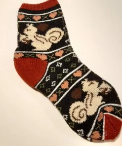 Merkloos Gevoerde Wollen Sokken Eekhoorn Rood Maat 35-38