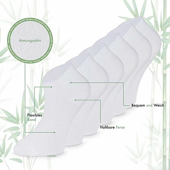 Merkloos Bamboe Sokken, Sneaker Sokken, Dames En Heren, Kort, Antibacterieel, 6 Paar, 39-42, Wit 1 Merkloos Bamboe Sokken, Sneaker Sokken, Dames En Heren, Kort, Antibacterieel, 6 Paar, 39-42, Wit