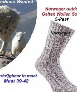 Merkloos 5-paar Norweger De Orginele Geitenwollen Sokken- Maat 39/42