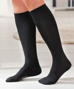 Merkloos Bamboe Gezondheids Kniekousen, Zwart