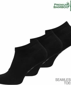 Merkloos 3 Paar Naadloze Bamboe Sneakersokken | Zwart | Unisex | Anti Zweet | 43-46 | 100% Ecologisch | Anti Transpirant