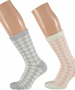 Apollo - Dames Bedsokken/huissokken 2-pak Grijs Maat 36-41