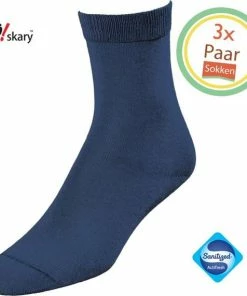 Merkloos Sokken Dames | 3 Paar Damessokken Blauw | Blauwe Damessokken | Anti-bacterieel Door Zwitserse Sanitized® | Maat 39-41
